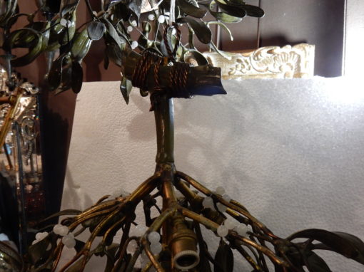 1900' Lustre Boule de Gui en Bronze Art Nouveau a 4 Lampes  Diametre 50 cm – Image 4