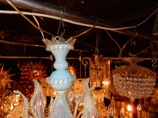 1950/70 'Murano chandeliers Milky Blue Opalescent 6 Arms of Light - Image 6