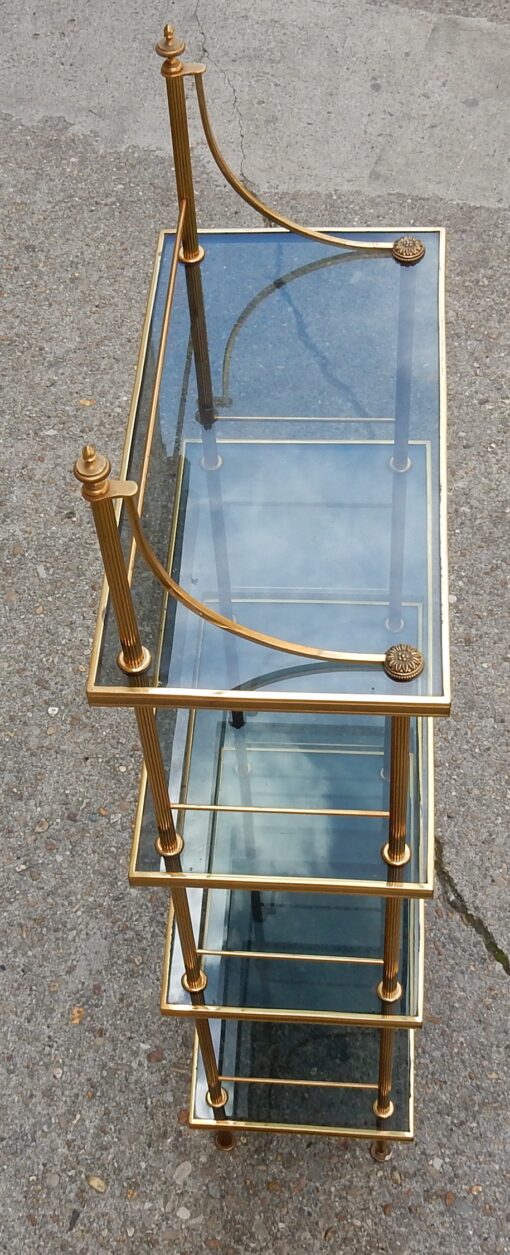 1970' Etagere A 4 Niveaux  En Bronze Maison Bagués Avec Frontispice – Image 3
