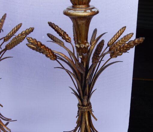 1950/70 Paire de Lampes en Bois Doré Avec Gerbe de Blé – Image 5