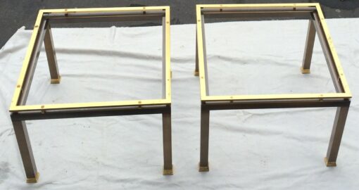 70' pair of sofas brass and bronze - Image 6
