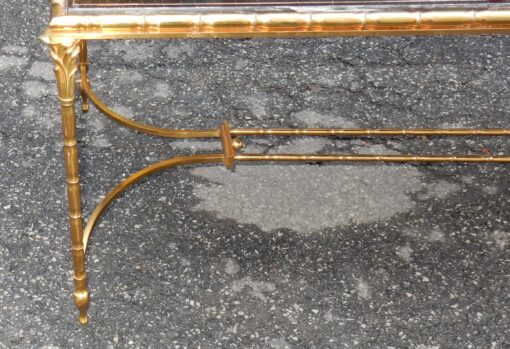 1950/70' Table Basse Bronze Décor Palmier, Plateau Laque de Chine Style Maison Baguès – Image 4