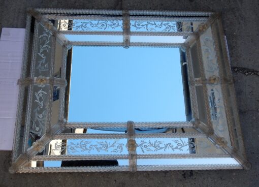 1970' Miroir Style Véronèse Parecloses et Fleurs Dorées à l'Or 103 X 82 cm – Image 8
