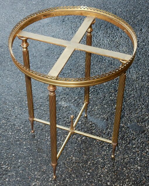1950/70 'Pedestal Brass Gallery Openwork Style Maison Bagues Onyx Tray - Image 7