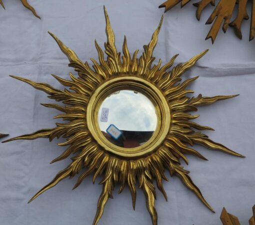 1950' Miroir soleil Convexe, bois doré - 56 cm – Image 2
