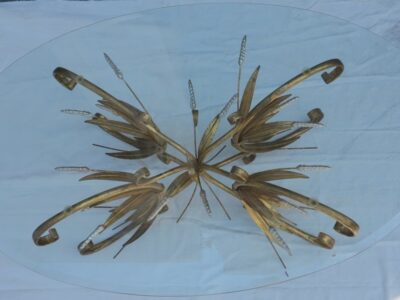 Sheaf of wheat style oval golden and silvery Coco Chanel cofee table