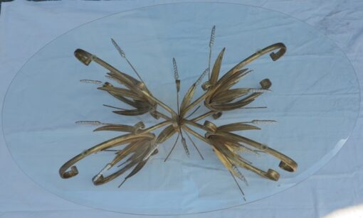 Sheaf of wheat style oval golden and silvery Coco Chanel cofee table
