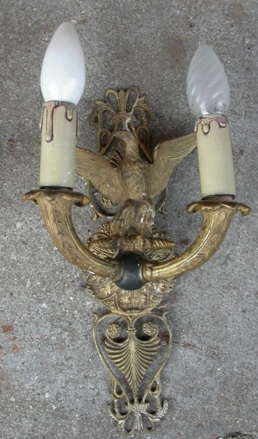 20' Sconces pair in brass st Empire with eagle - Image 2