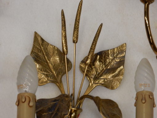 1970' Série de 5 Appliques aux Plantins Style Maison Jansen – Image 3