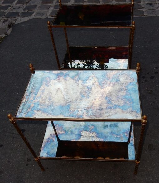 1970' Paire d'Étagères Montants Palmiers en Bronze Doré Style Maison Charles 64 X 40 cm(Réservé) – Image 8