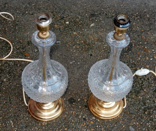 1950-70' Paire de Lampes  en Cristal et Bronze – Image 4
