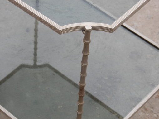 1950/70 Guéridon Maison Baguès Modèle Bambou Laiton Argenté Angles Concaves – Image 7