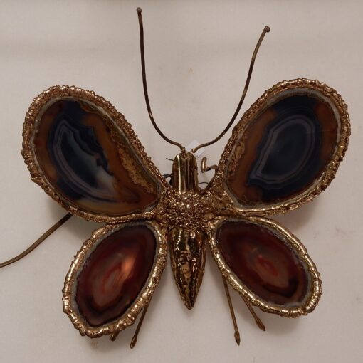 1970' Wall Lamp Butterfly Duval Brasseur With Wings Agates 30 X 30 CM - Image 2