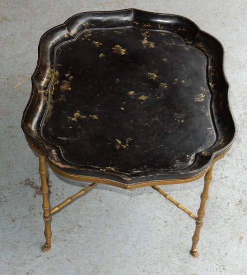1940/50 Coffee Table Tray Lacquer of China Maison Bagués in Brass Bambou Deco - Image 2