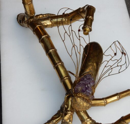 1970' Wall Lamp or Coffee Table Enlighteningof A Cicada  FERNANDEZ or DUVAL BRASSEUR or HONORE - PARIS - Image 5