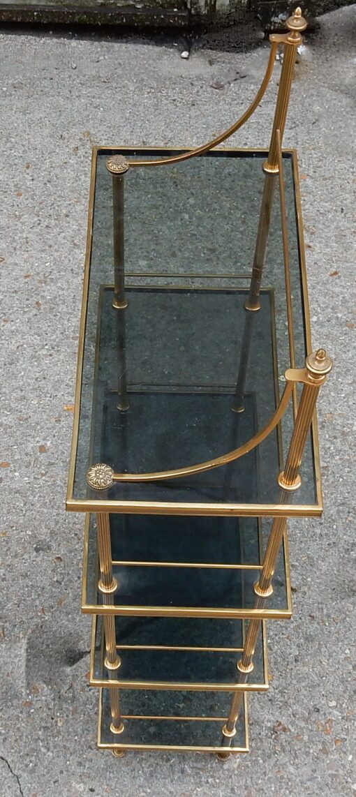 1970' Etagere A 4 Niveaux  En Bronze Maison Bagués Avec Frontispice – Image 7