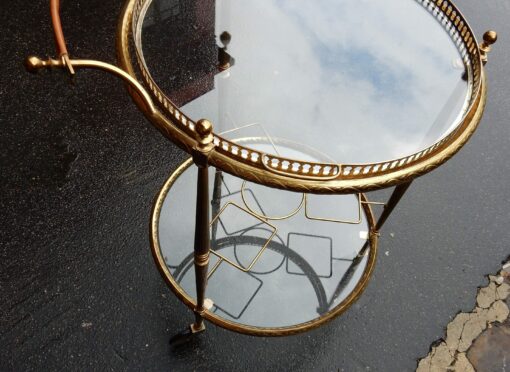 1950/70 Rolling Bar Gilded Brass Maison Bagués With in Imitation Leather - Image 5