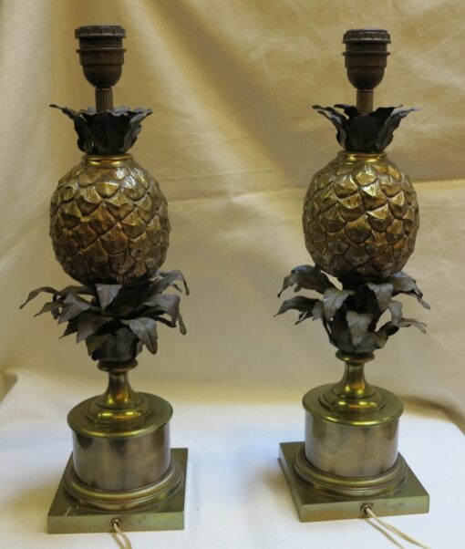 1950/70 Pair of lamps pineapple in bronze in the style of Charles - Image 2