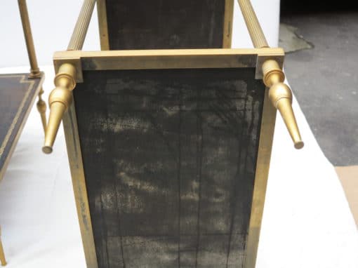 1970' Pair of Shelf in brass Maison Bagués 2 tray with black leather 50 x 30 - Image 4