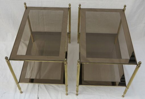 Pair of ends of sofas style Bagués bronze with smoked glass circumference mirror - Image 2