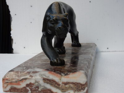 Salvatore MELANI (1902-1934) Bronze Panther On Marble Art Deco