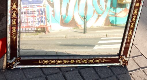 1900' Miroir Venise Rouge et Or à Motifs de Fleurs Eglomisées 200 X 100 cm – Image 7