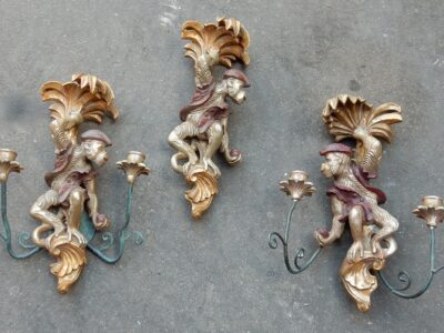 1970/80 ' Pair Of Wall lamps In Resin To the Monkeys Pirates