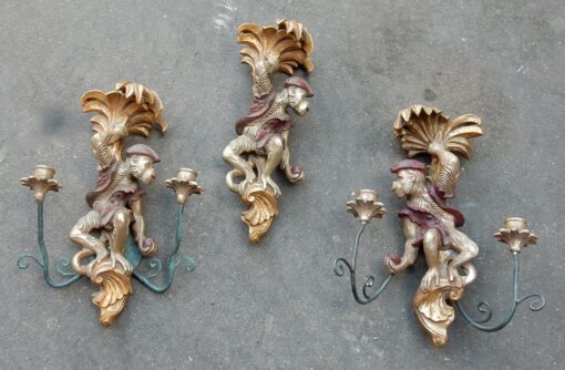 1970/80 ' Pair Of Wall lamps In Resin To the Monkeys Pirates