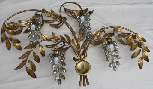 Wall lamp 4 lights in wisterias, flower of bottom gilded - Image 7