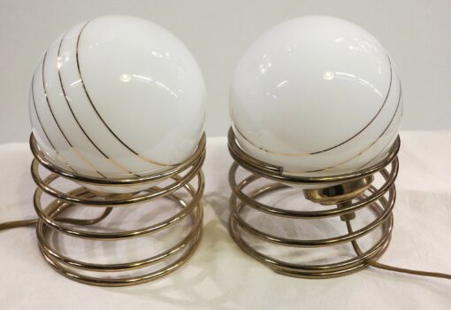 1970' Pair of lamps with golden planet satellite lines on spring - Image 3