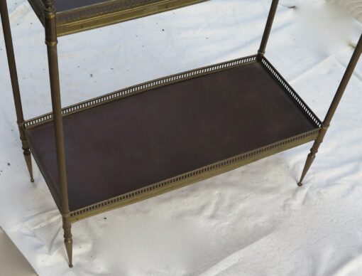1950/70' Shelf in brass with gallery Maison Bagués 2 tray with leather dark - Image 2