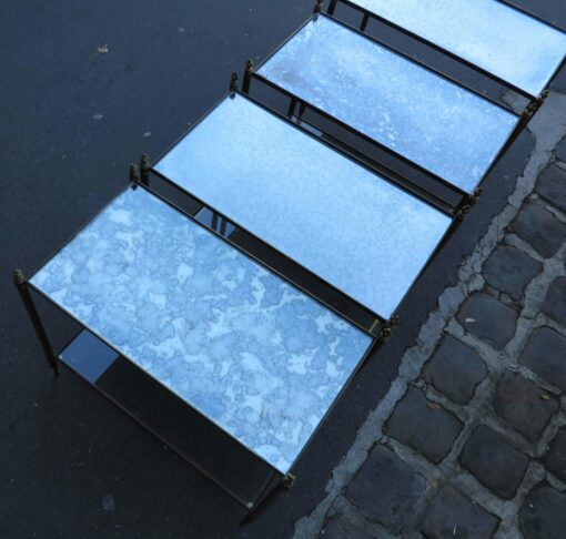 1950/70 4 rectangular ends of sofa Maison Bagués brass and tans trays mirror olded oxyded gilted  with Olympic flames - Image 4