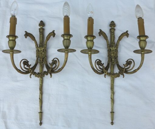 Pair sconces bronze of style empire heads  eagles and masks