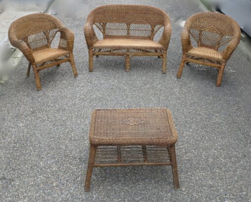 Salon Osier 1950 / 4  piéces – Image 3