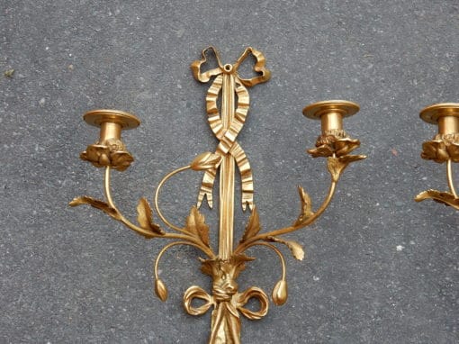 1950' Paire D'Appliques En Bronze Doré De Style LXVI – Image 2