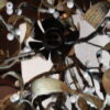 1900' Lustre Boule de Gui en Bronze Art Nouveau a 4 Lampes Diamètre 45 cm – Image 7