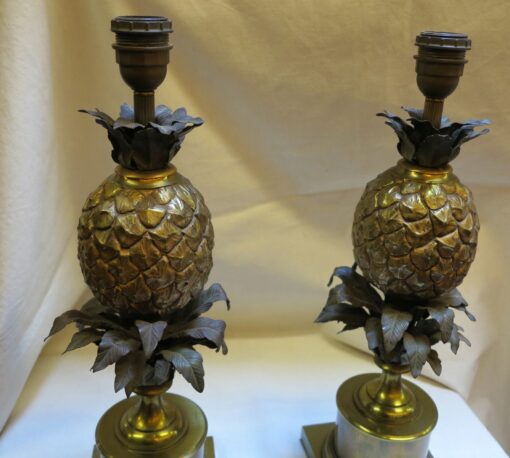 1950/70 Pair of lamps pineapple in bronze in the style of Charles - Image 6