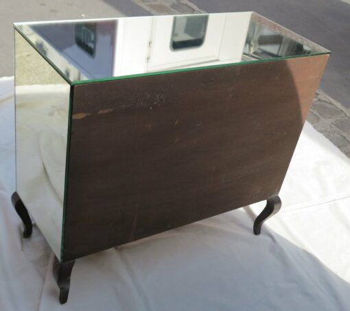 Commode art deco miroir 3 tiroirs 6 poignées verre bagues argentées – Image 2