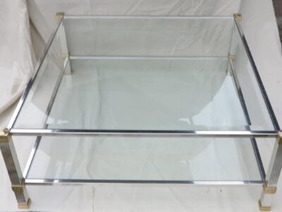 Coffee table Pierre Vandel Paris Chrome and gold