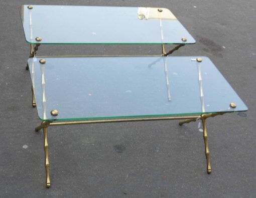 1950/70' Pair Coffee tables in Gilted Bronze Model Bamboo in X Maison Baguès - Image 7
