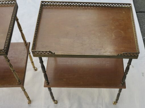 Side table pair has castors in brass with gallery Maison Bagués - Image 3