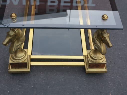 1950/70 Coffee Table Horses Heads in the Style of Maison Charles Plated Feet to Wallnut - Image 6