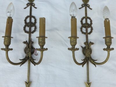 Pair sconces bronze Empire style  heads eagles and fléches