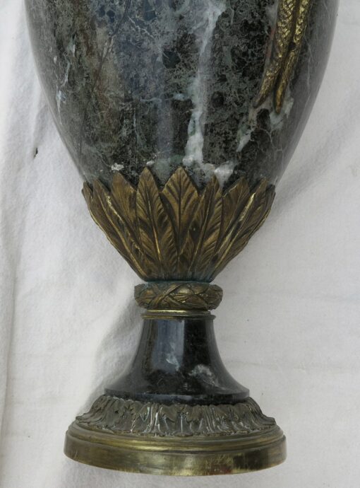 Pair of cassolettes N3 marbles green and snakes in bronze - Image 7