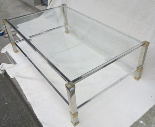 Table basse Pierre Vandel argentée et dorée – Image 5