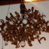1900'  Ball of Mistletoe Art Nouveau Bronze has 5 Bulbs and Pearls Opaline  Diameter 45 cm - Image 2