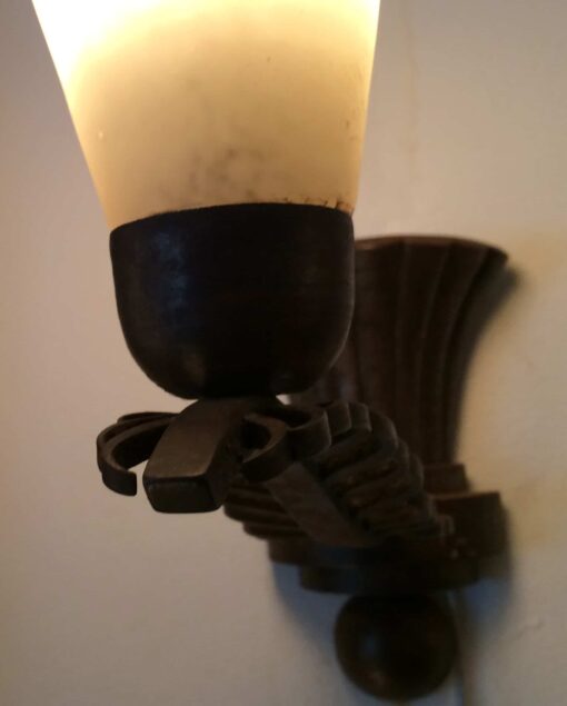 Lustre signé Brandt et ses 2 appliques – Image 7