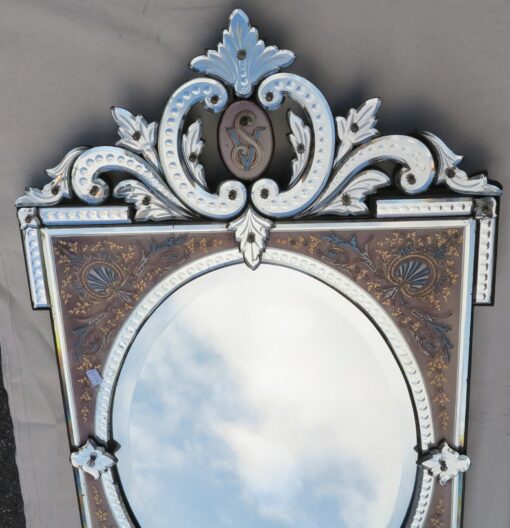 1880/1900' Mirror Napoleon III Enamelled on Colored Cartridges - Image 5