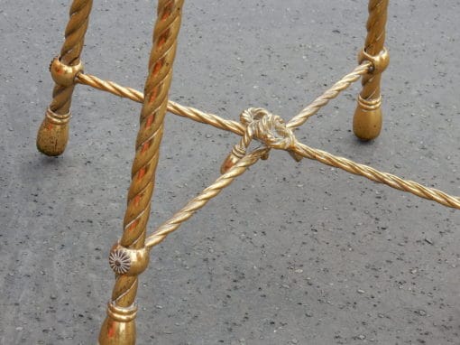 1950/70' Paire de Tabourets en Laiton Doré Style Cordage – Image 6