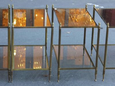 1950/70 4 rectangular ends of sofa Maison Bagués brass and tans trays mirror olded oxyded gilted  with Olympic flames